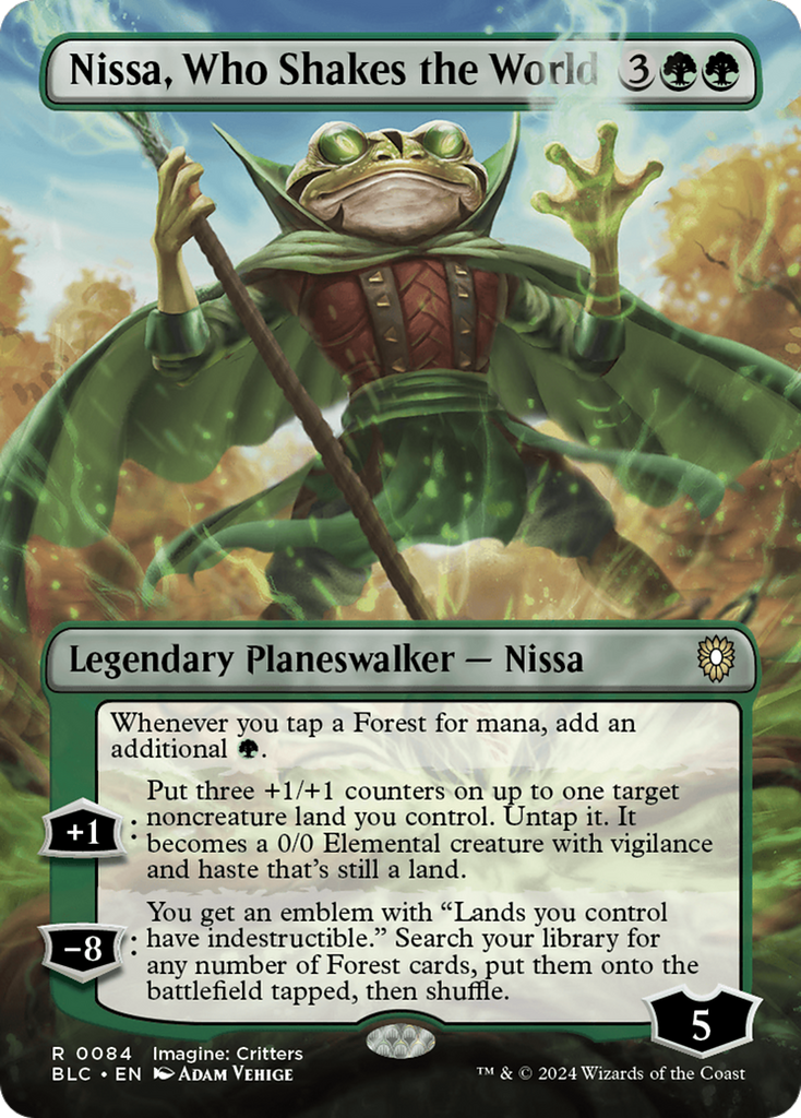 mtg nissa cards Nissa, Who Shakes the World (Borderless) [Bloomburrow Commander]