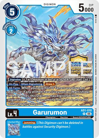 Garurumon [AD1-010] (World Championship 26–27 Regionals Season 2) [Advanced Booster Digimon Generation]