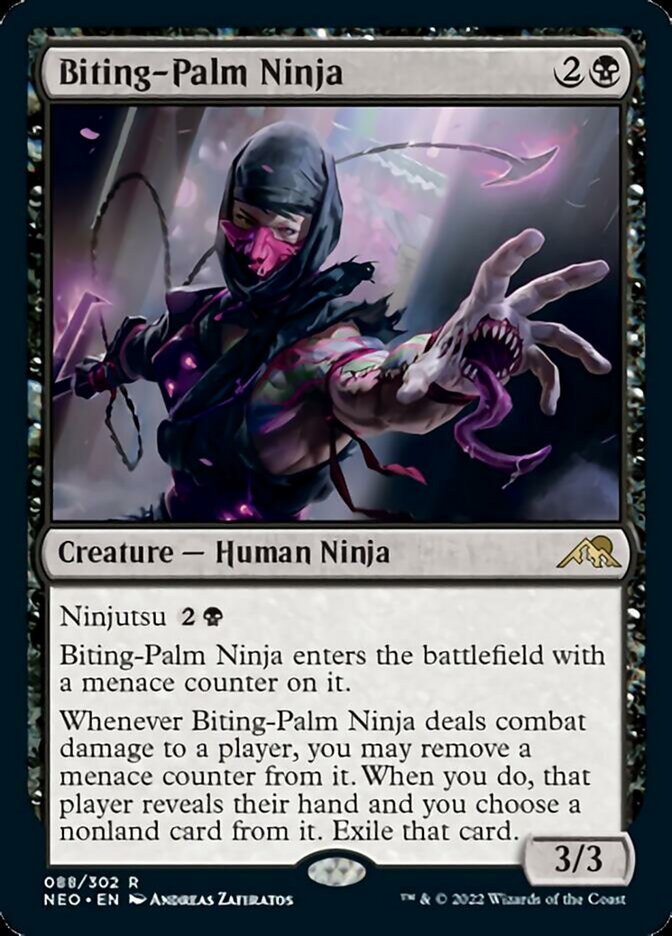mtg kamigawa neon dynasty best cards Biting-Palm Ninja [Kamigawa: Neon Dynasty]