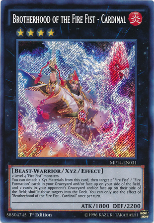 Brotherhood of the Fire Fist - Cardinal [MP14-EN031] Secret Rare