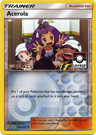 pokemon card acerola Acerola (112a/147) (League Promo 1st Place) [Sun & Moon: Burning Shado