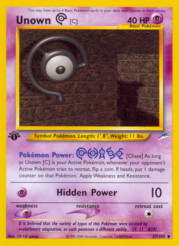 pokemon card unown Unown [C] (57/105) [Neo Destiny 1st Edition]