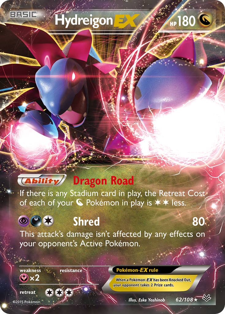 pokemon card hydreigon ex - 171/086 1 foil promo card featuring Hydreigon ex Hydreigon EX (62/108) [XY: Roaring