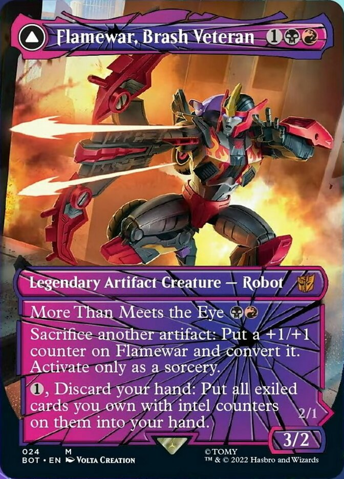 shattered glass mtg cards Flamewar, Brash Veteran // Flamewar, Streetwise Operative (Shattered G