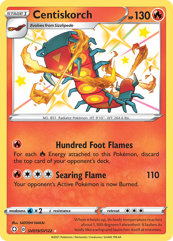 pokemon cards centiskorch Card - Shining Fates SV109/SV122 Colorless Artist Centiskorch VMax - 034/189 Full