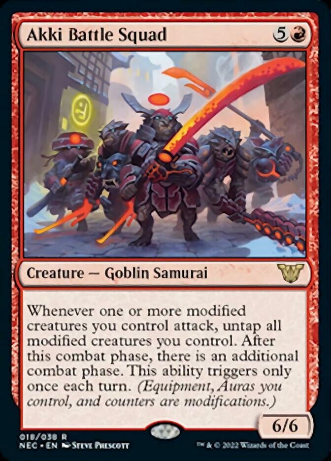 mtg neon dynasty commander cards Magic: The Gathering Kamigawa: Deck Buckle Up (White-Blue) : Toys & Games The Gathering cards not found in the main set Akki Battle Squad [Kamigawa: Neon
