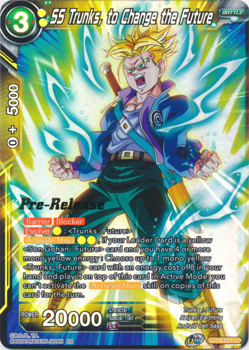SS Trunks, to Change the Future (BT13-102) [Supreme Rivalry Prerelease SS Trunks, to Change the Future (BT13-102) [Supreme Rivalry Prerelease