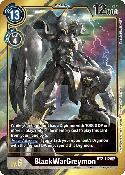 digimon blackwargreymon card Gold foil Virus Digivolve Cost BlackWarGreymon (P-026) | DigimonCardGame Wiki